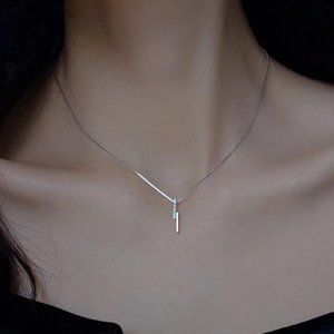 Sterling Silver Diamond Lightening Bolt Necklace